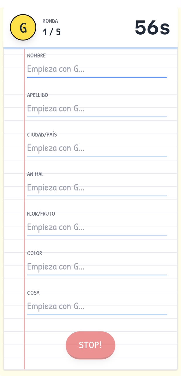 Pantalla de juego